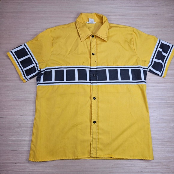 Yamaha Molly Design Button Up Shirt Mens L Yellow Short Sleeve Racing Motorcross